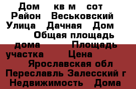 Дом 110кв.м 7 сот. › Район ­ Веськовский › Улица ­ Дачная › Дом ­ 160 › Общая площадь дома ­ 110 › Площадь участка ­ 7 › Цена ­ 1 800 000 - Ярославская обл., Переславль-Залесский г. Недвижимость » Дома, коттеджи, дачи продажа   . Ярославская обл.